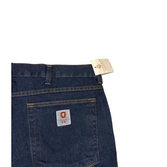 Tyndale FR Jeans HRC2 Mens 44x32 Blue Broken In Relaxed Dark Wash F290T USA Made - Picture 4 of 11